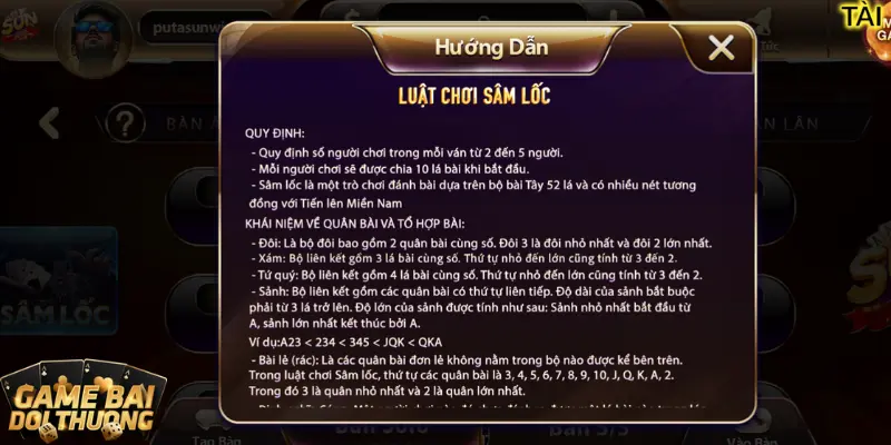 Luật chơi game bài đổi thưởng Sâm lốc Sunwin 
